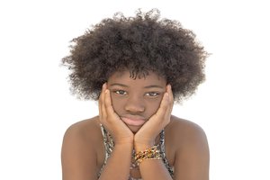 When does the girl have a smile on her face?