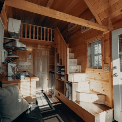 downstairs