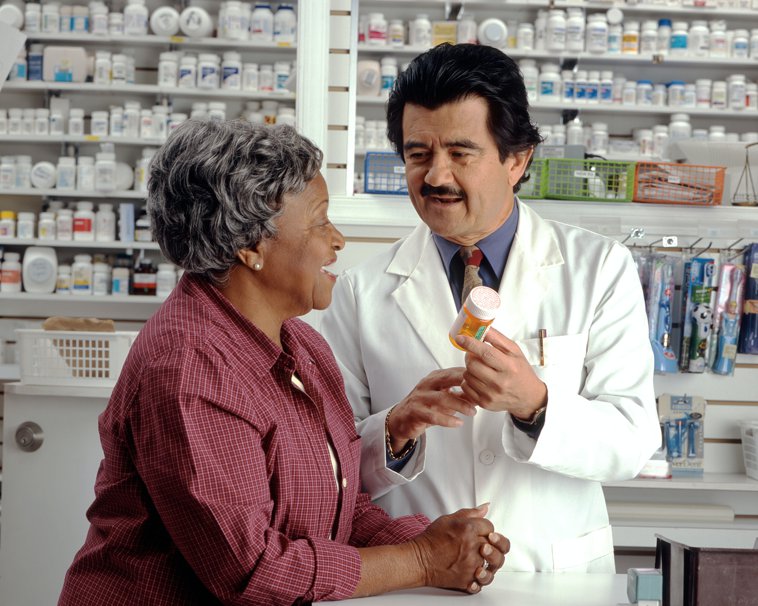 Pharmacist and customer