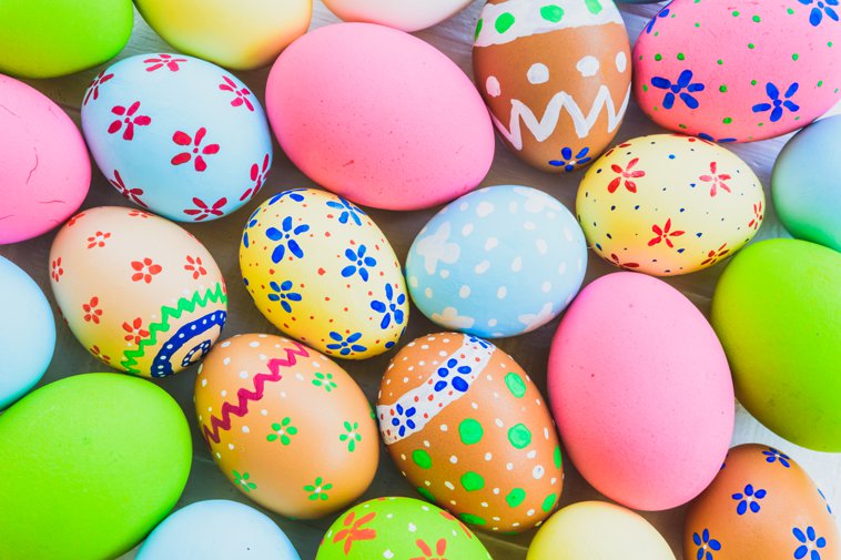 easter eggs with various designs and colors