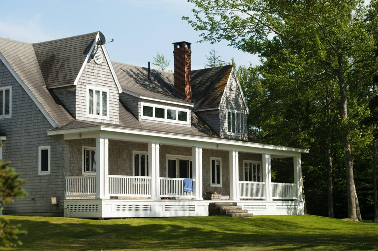 gray house with a front porch