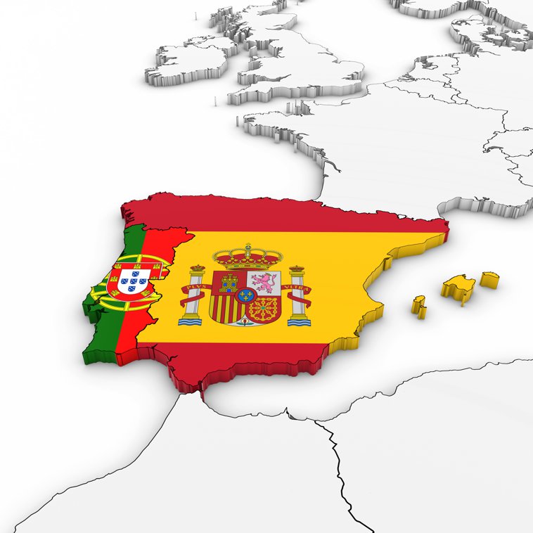 modern day map of Spain and Portugal