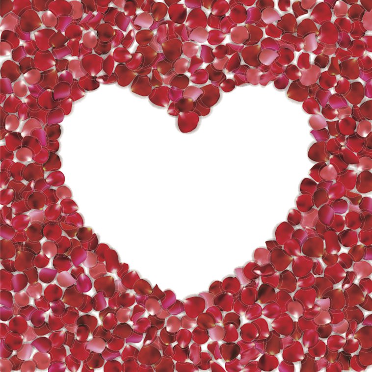 rose petals forming a heart