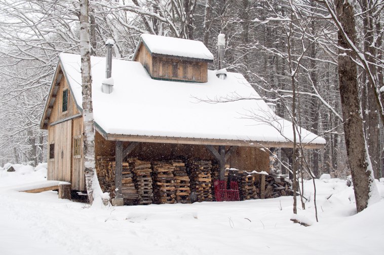 snowy sugarhouse