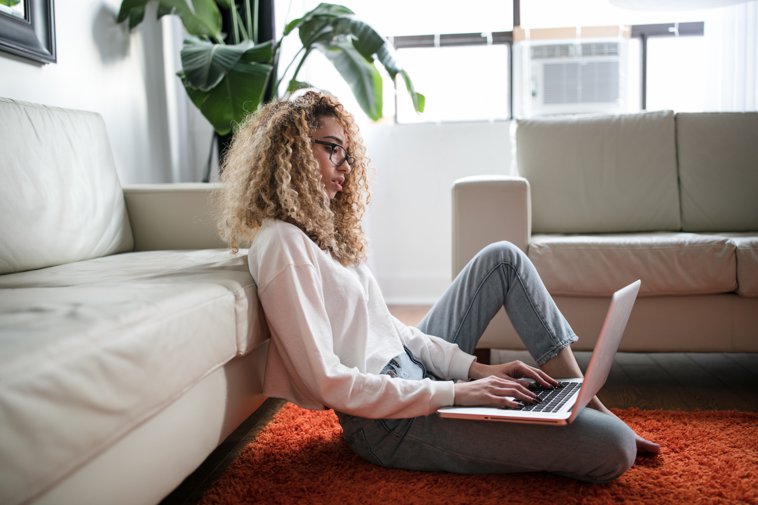 woman working on a laptop